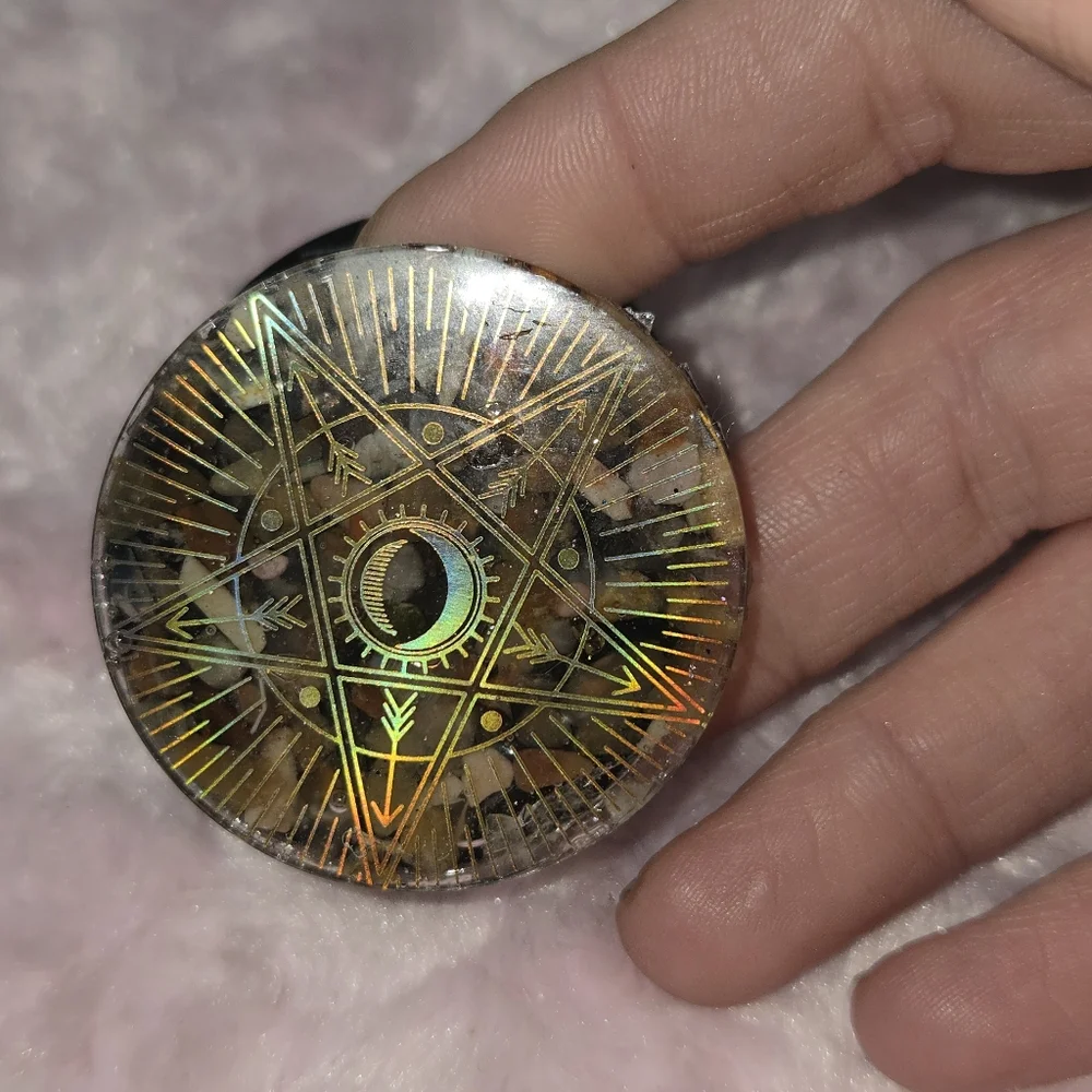 Mystical Gold Star Pattern Orgonite Phone Grip